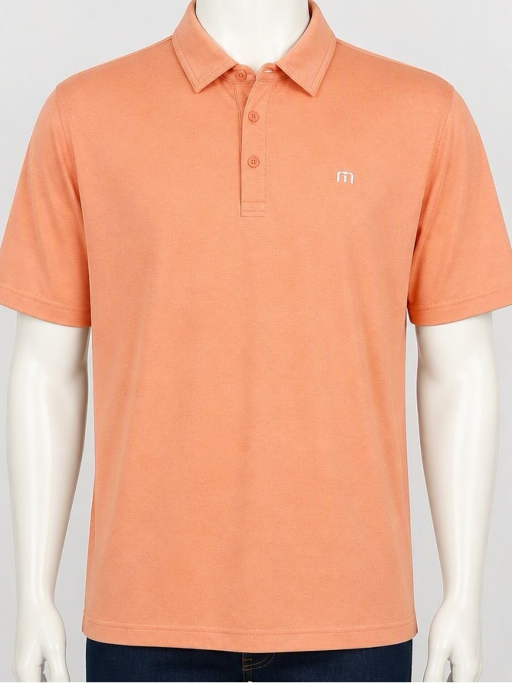 MEN'S TRAVIS MATHEW GOLF SHIRT SZ 2XL SHORT SLEEVE POLO LT ORANGE/PEACH